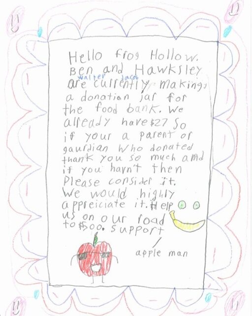 From Spare Change to Big Change: Children Leading Community Care from Kids World Program
Some of the children in the Kids World School Age program have recently taken up interest in fundraising. What started as a casual jar to collect money for a local food bank turned into a collaborative event! The group started by advertising within their own program by emailing the families, gathering the other 70+ children and informing them of the cause, finding ways to draw them in and use their likes and skills to add to this fundraising event. On the provincial wide pro-d day, the children booked the parking lot at Frog Hollow, broke out the popcorn machine and got to work.
The original group set out tables and chairs and offered popcorn and lemonade by donation. They invited other offsite programs, such as Village and Nootka school age to attend.
Many of the other children in the program found ways to get involved, some crocheted small creations, some made small books/comics, some wanted to be serving staff for the popcorn and lemonade.
They had community members stop by to support the cause, bringing so many people together on a beautiful sunny day.
In the end, they raised $500 for a local food bank, and are intending to continue their fundraising efforts long term, thinking of other causes that they are passionate about.
💖Across our childcare centres, children are building meaningful connections with their neighbourhoods—through walks, relationships, and shared experiences. This series highlights those small but powerful moments of belonging, care, and curiosity. We invite you to explore these stories and see how children connect deeply with the people, places, and communities around them. Thank you for reading 💖